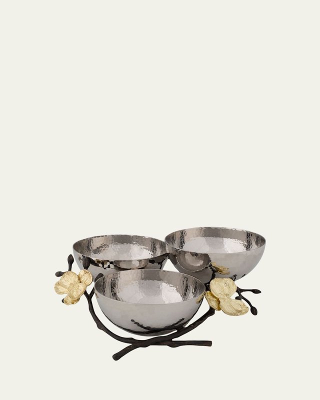 Gold Orchid Triple Nut Dish